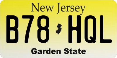 NJ license plate B78HQL