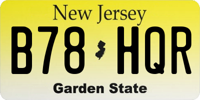 NJ license plate B78HQR