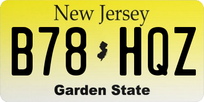 NJ license plate B78HQZ