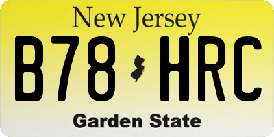 NJ license plate B78HRC