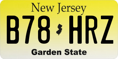 NJ license plate B78HRZ