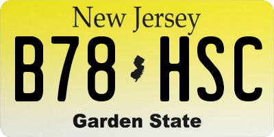 NJ license plate B78HSC