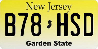 NJ license plate B78HSD