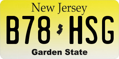 NJ license plate B78HSG