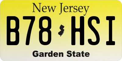 NJ license plate B78HSI