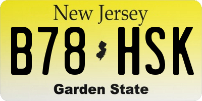 NJ license plate B78HSK