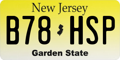 NJ license plate B78HSP