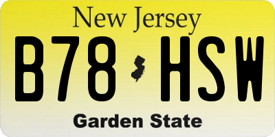NJ license plate B78HSW