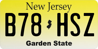 NJ license plate B78HSZ