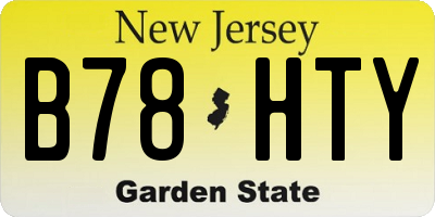 NJ license plate B78HTY