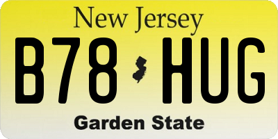 NJ license plate B78HUG