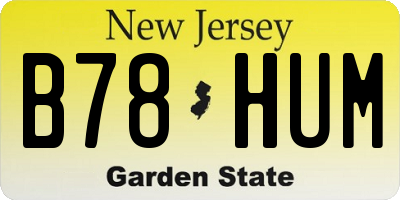 NJ license plate B78HUM