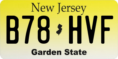 NJ license plate B78HVF