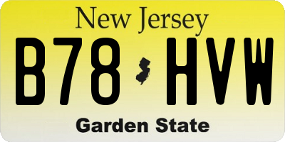 NJ license plate B78HVW