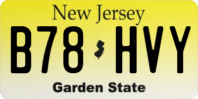 NJ license plate B78HVY