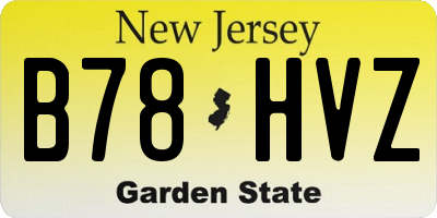 NJ license plate B78HVZ