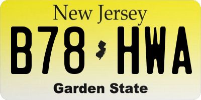 NJ license plate B78HWA