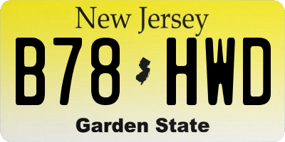 NJ license plate B78HWD