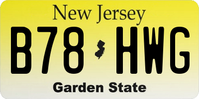 NJ license plate B78HWG
