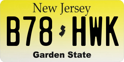 NJ license plate B78HWK