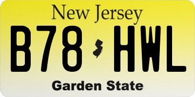 NJ license plate B78HWL