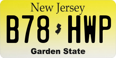 NJ license plate B78HWP