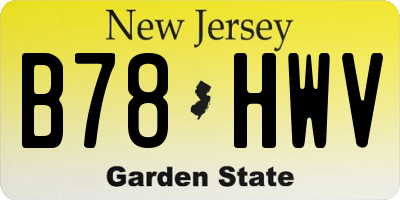 NJ license plate B78HWV