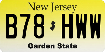 NJ license plate B78HWW