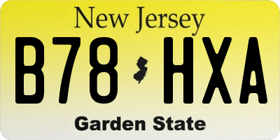 NJ license plate B78HXA