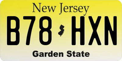 NJ license plate B78HXN