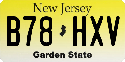 NJ license plate B78HXV