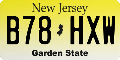 NJ license plate B78HXW