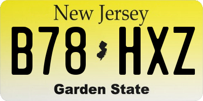 NJ license plate B78HXZ