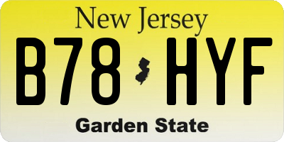 NJ license plate B78HYF