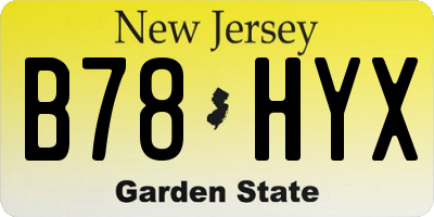 NJ license plate B78HYX