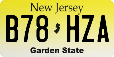 NJ license plate B78HZA