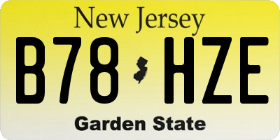 NJ license plate B78HZE
