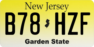 NJ license plate B78HZF
