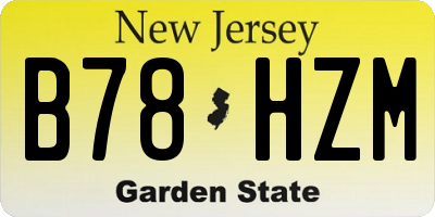 NJ license plate B78HZM