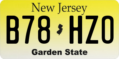 NJ license plate B78HZO