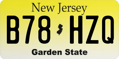 NJ license plate B78HZQ