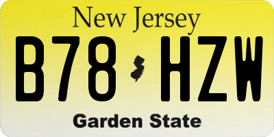 NJ license plate B78HZW