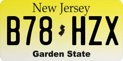NJ license plate B78HZX