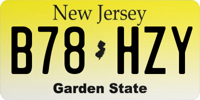 NJ license plate B78HZY