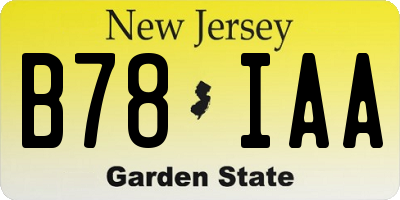 NJ license plate B78IAA