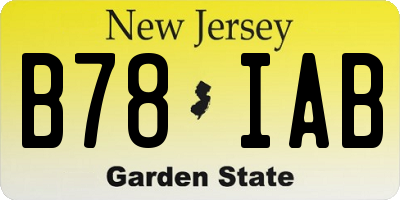 NJ license plate B78IAB