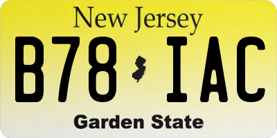 NJ license plate B78IAC