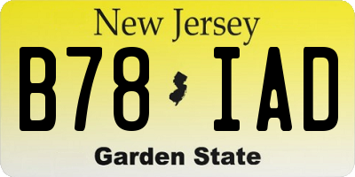 NJ license plate B78IAD