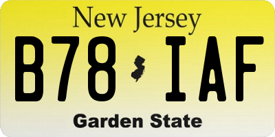 NJ license plate B78IAF