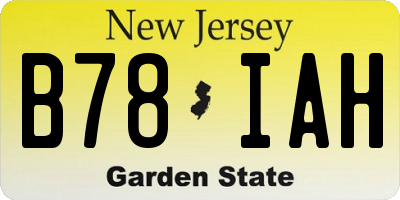 NJ license plate B78IAH